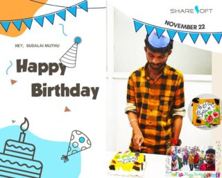 Happy Birthday to Our family member Mr. Sudalai Muthu, Wishing you a great year ahead!!!

#happybirthday #hbd #sharesofttechnology #celebration #birthday #celebrate #celebrations #party